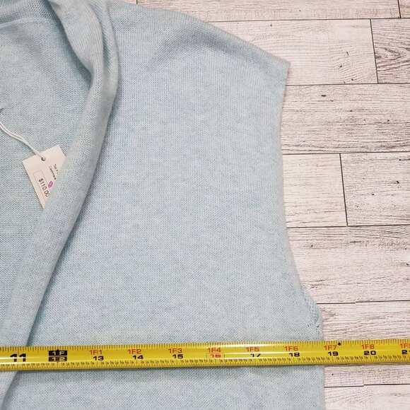 Top it Off Cashmere Blend Long Vest Blue Womens OS Coastal Grandma Beachy NEW - Picture 8 of 9